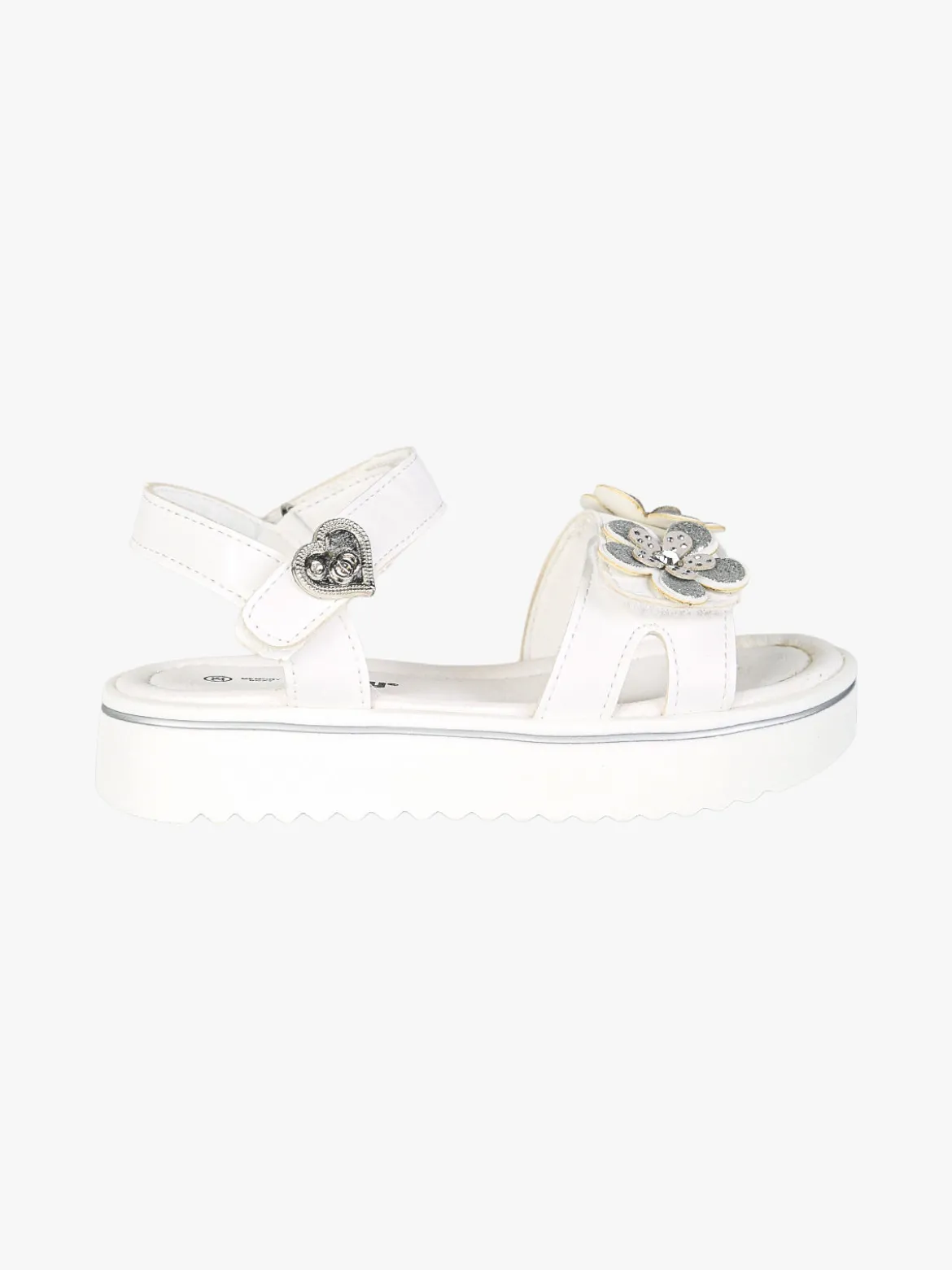 Energy Sandali da bambina con cinturini a strappo e fiori - bianco