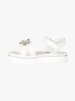 Energy Sandali da bambina con cinturini a strappo e fiori - bianco