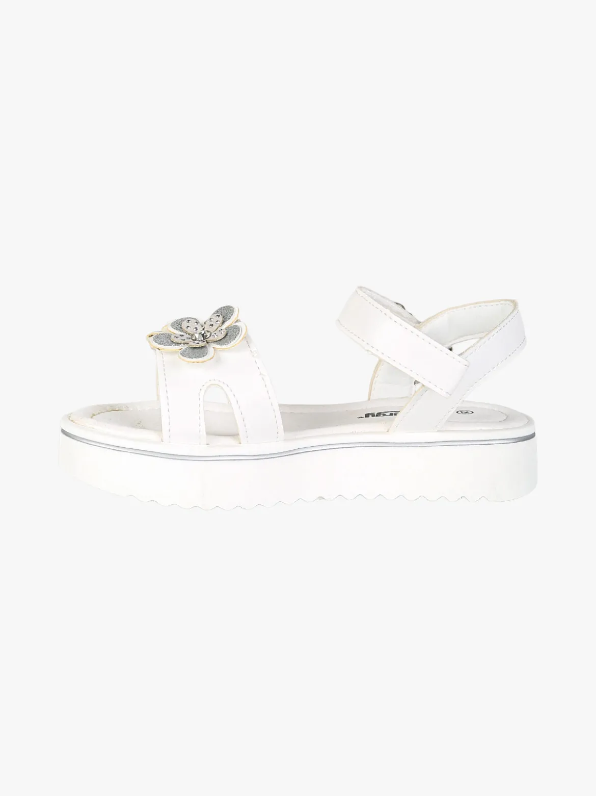 Energy Sandali da bambina con cinturini a strappo e fiori - bianco