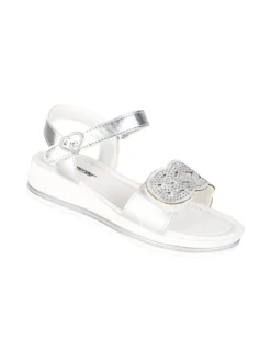 Energy Sandali da ragazza con cinturini a strappo e micro borchie - argento