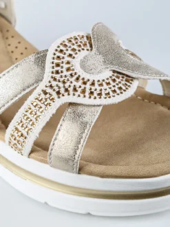 Energy Sandali donna con cinturino alla caviglia con fibbia e zeppa - beige
