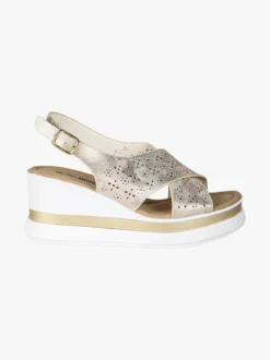 Energy Sandali donna con fasce intrecciate e zeppa - beige