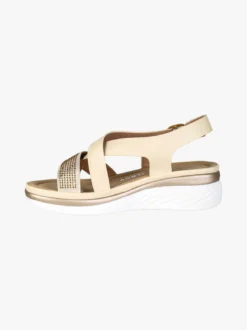 Energy Sandali donna con strass e zeppa comfort - panna