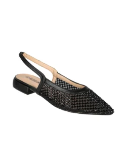 Energy Slingback donna con strass e cinturino elastico alla caviglia - nero