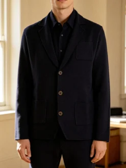 Enos Jeans Blazer da uomo in maglia con bottoni - blu scuro