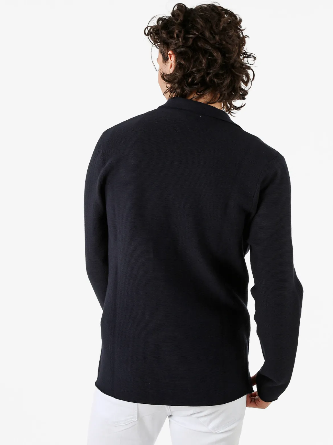 Enos Jeans Blazer da uomo in maglia con bottoni - blu scuro