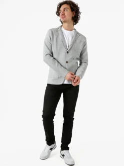 Enos Jeans Blazer da uomo in maglia con bottoni - grigio
