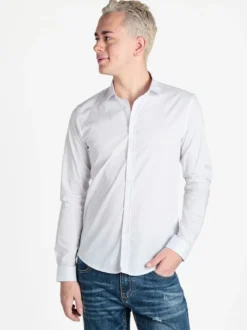Enos Jeans Camicia da uomo slim fit a maniche lunghe