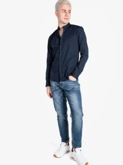 Enos Jeans Camicia uomo slim fit con colletto alla coreana