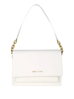 Enrico Coveri Borsa donna rigida in ecopelle con patta - bianco