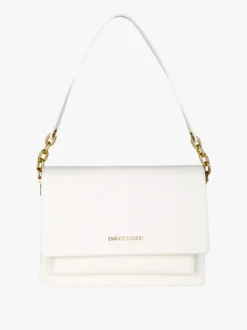 Enrico Coveri Borsa donna rigida in ecopelle con patta - bianco