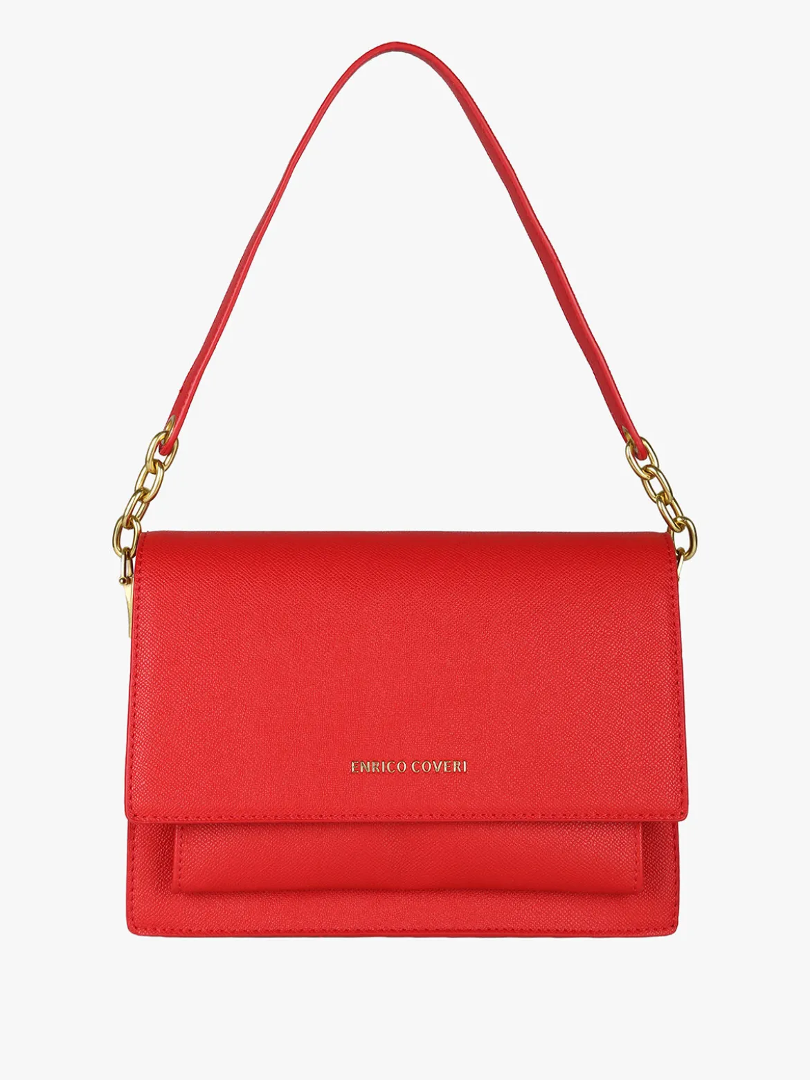 Enrico Coveri Borsa donna rigida in ecopelle con patta - rosso