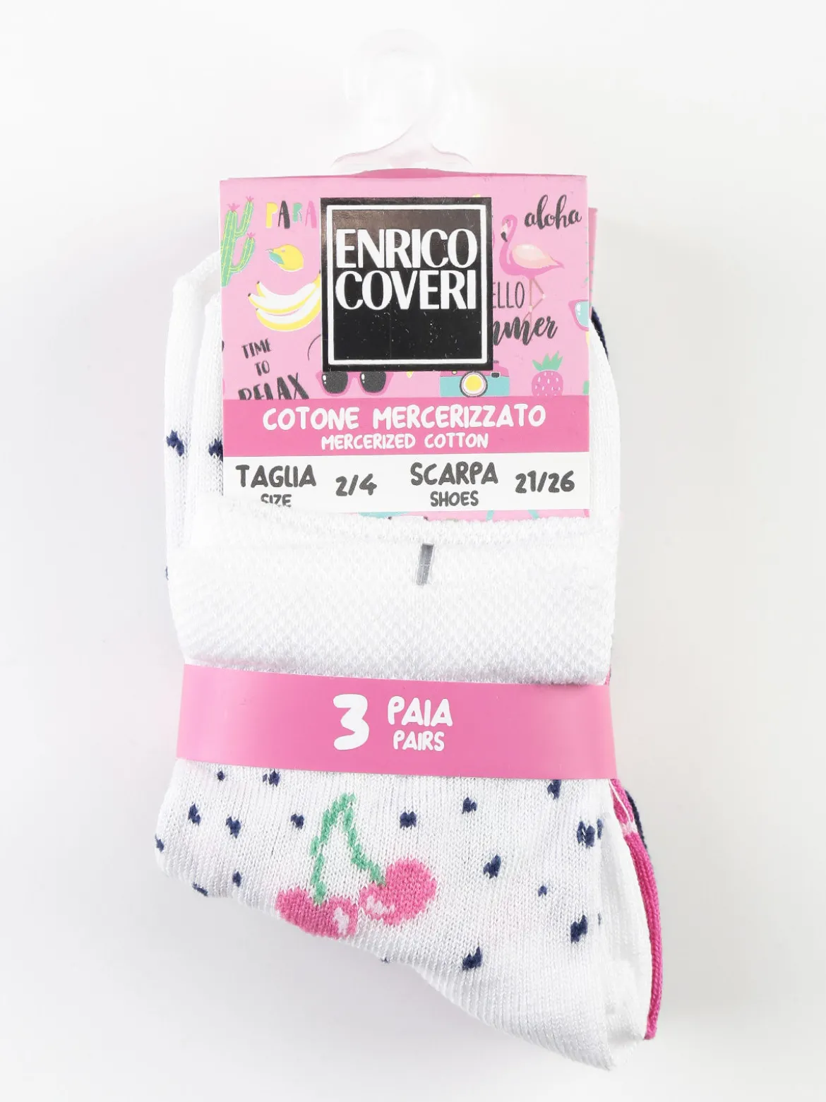 Enrico Coveri Calza corta da bambina. Confezione da 3 paia