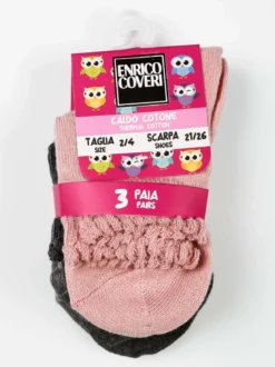 Enrico Coveri Calze corte da bambina in caldo cotone 3 paia
