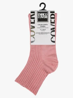 Enrico Coveri Calze corte da donna a costine - rosa