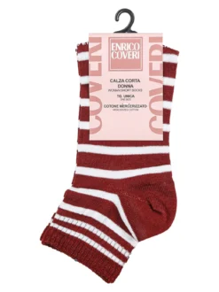 Enrico Coveri Calze corte da donna a righe in cotone mercerizzato - rosso