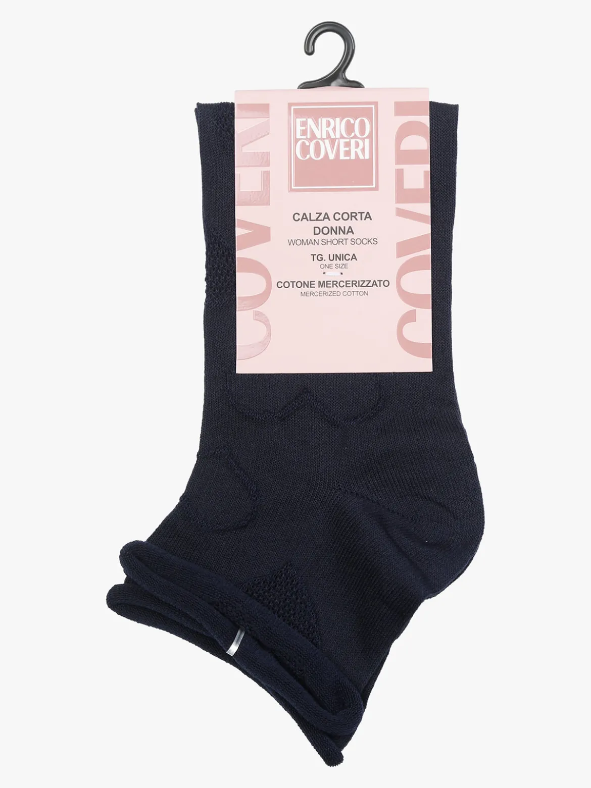 Enrico Coveri Calze corte da donna con ricami a cuori - blu scuro