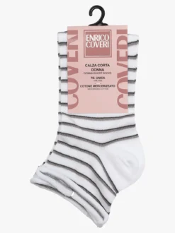 Enrico Coveri Calze corte da donna con stampa a righe - bianco