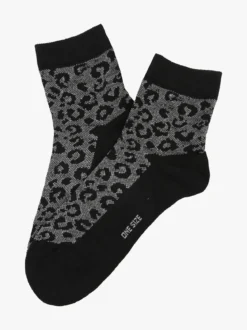 Enrico Coveri Calze corte da donna in caldo cotone animalier - nero