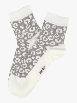 Enrico Coveri Calze corte da donna in caldo cotone animalier - bianco