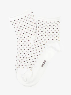 Enrico Coveri Calze corte da donna in caldo cotone a pois - bianco