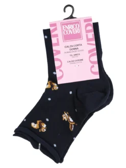 Enrico Coveri Calze corte da donna in caldo cotone - blu scuro