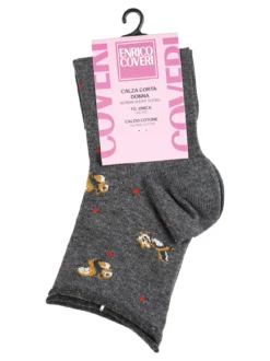Enrico Coveri Calze corte da donna in caldo cotone - grigio scuro