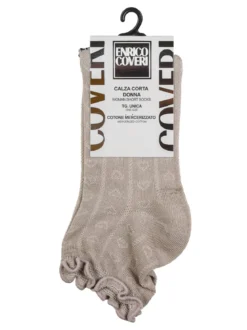 Enrico Coveri Calze corte da donna in cotone con bordo volant - beige