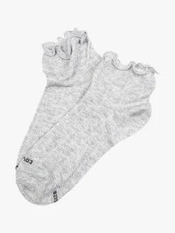 Enrico Coveri Calze corte da donna in cotone con bordo volant - grigio