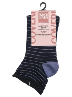 Enrico Coveri Calze corte da donna in cotone mercerizzato - blu scuro