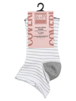 Enrico Coveri Calze corte da donna in cotone mercerizzato - bianco