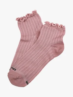 Enrico Coveri Calze corte da donna in cotone mercerizzato e bordo volant - rosa