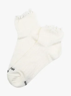 Enrico Coveri Calze corte da donna in cotone mercerizzato e bordo volant - beige