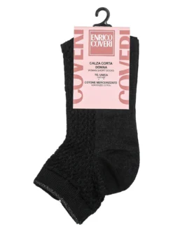 Enrico Coveri Calze corte da donna in cotone mercerizzato - nero