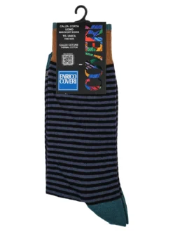 Enrico Coveri Calze corte da uomo a righe in caldo cotone - jeans