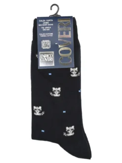 Enrico Coveri Calze corte da uomo in caldo cotone con stampe - blu scuro