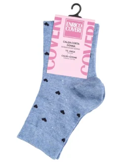 Enrico Coveri Calze corte donna cuori in caldo cotone - jeans