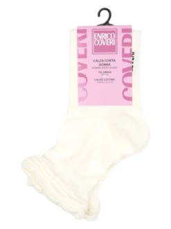 Enrico Coveri Calze corte donna in caldo cotone con bordo volant - bianco