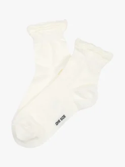 Enrico Coveri Calze corte donna in caldo cotone con bordo volant - bianco