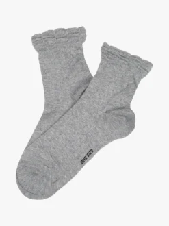 Enrico Coveri Calze corte donna in caldo cotone con bordo volant - grigio