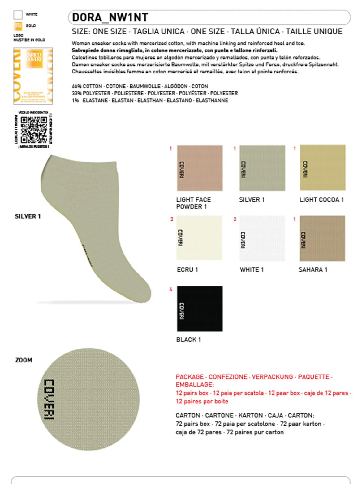 Enrico Coveri Calze corte sneaker da donna in cotone mercerizzato - corallo