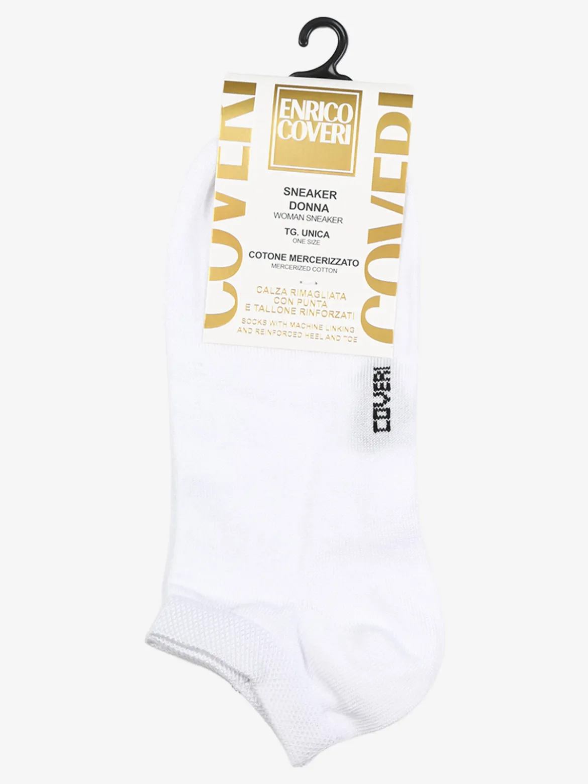 Enrico Coveri Calze corte sneaker da donna in cotone mercerizzato - bianco