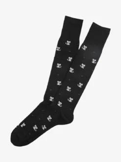 Enrico Coveri Calze lunghe da uomo in caldo cotone con stampe - nero
