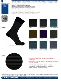 Enrico Coveri Calze lunghe da uomo in cotone mercerizzato a righe sottili - azzurro