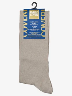Enrico Coveri Calze lunghe da uomo in cotone mercerizzato - beige