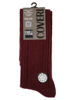 Enrico Coveri Calze lunghe da uomo morbide in caldo cotone - bordeaux