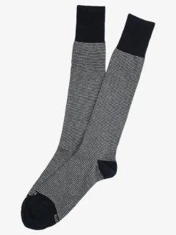 Enrico Coveri Calze lunghe rigate da uomo in caldo cotone - blu scuro