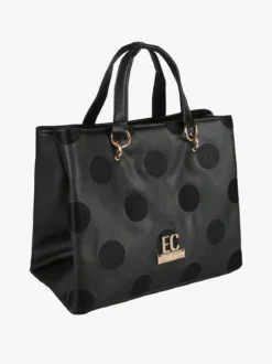 Enrico Coveri Contemporary Borsa donna mini tote in ecopelle con logo di strass - nero