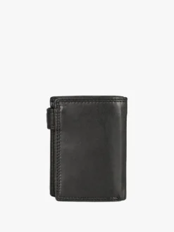 Enrico Coveri Contemporary Portafoglio verticale in pelle da uomo con bottone - nero