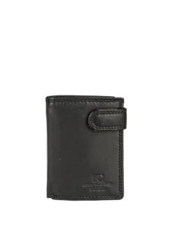 Enrico Coveri Contemporary Portafoglio verticale in pelle da uomo con bottone - nero